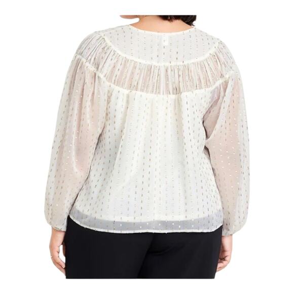 Old Navy Women's XXL Fairycore Split Neck Sheer Metallic Whimsical‎ Chiffon Top - Picture 10 of 11